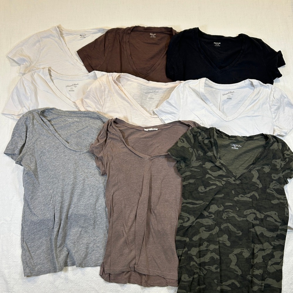 Lot of 9 Womens XS/S T-Shirts Madewell Everlane Splendid Universal Thread V-Neck